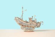 Jogos de quebra-cabeça de madeira 3D Barco e modelo de navio de pesca Brinquedos