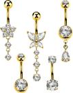 Joias para Piercing MS CUTE 5 Peças Anéis Dourados para Umbigo