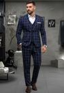 Jordhan Alta Costura Poliviscose Xadrez Azul Terno Masculino Alfaiataria Premium Príncipe de Gales Jordhan Alta Costura Poliviscose Xadrez Azul Terno Masculino Alfaiataria Premium Príncipe de Gales