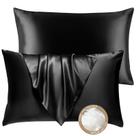 Juego de 2 Almohadas BHZ de Plumas de Ganso King Size con Fundas de Satén