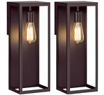 Juego de 2 Faroles de Pared para Exterior VerRon 40.6 cm Marrón