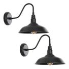 Juego de 2 Lámparas de Pared para Exterior GOALPLUS 25x37 cm Negras Estilo Granero