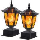 Juego de 2 luces solares para postes con efecto llama dinámica 14W impermeables