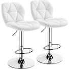 Juego de 2 Taburetes Ajustables de Cuero Sintético PU Blanco Yaheetech