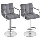 Juego de 2 Taburetes de Bar Giratorios Ajustables Yaheetech en Terciopelo Gris