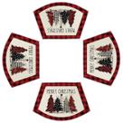 Juego de 4 individuales Artoid Mode 30x46 cm en forma de cuña rojo navideño