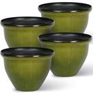 Juego de 4 Macetas Redondas de Plástico Verde Worth Garden de 30 cm de Altura Juego de 4 Macetas Redondas de Plástico Verde Worth Garden de 30 cm de Altura
