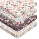 Juego de 4 Sábanas Ajustables FIGEPO para Mini Cuna con Diseño Floral