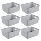 Juego de 6 Canastas Sterilite Cortas de Plástico para Almacenamiento Color Cemento