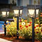 Juego de 6 luces solares para camino Roxicosly impermeables con carga tipo C