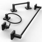 Juego de Accesorios para Baño Ruacq en Negro Mate Barra para Toallas de 46 cm