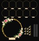 Juego de Aros Florales de Metal Hollyfly 12" Dorados, Paquete de 10 con Luces LED