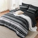 Juego de Cama Bedsure Infantil Doble Reversible a Rayas Negras de 5 Piezas