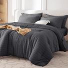 Juego de Cama MUXHOMO Queen Conforter 7 Piezas Gris Oscuro