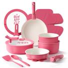 Juego de Cocina CAROTE 18 Piezas Cerámico Antiadherente Rosa