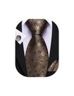 Juego de corbata Barry.Wang floral marrón de seda, longitud 150 cm