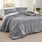 Juego de Edredón Bedsure Full con Pliegues Pinch Gris Tamaño Full