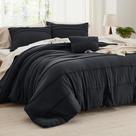 Juego de Edredón Bedsure Full Pinch Pleat Negro Tamaño Full