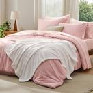 Juego de Edredón Bedsure Full Rosa 8 Piezas Prelavado con Manta