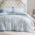 Juego de Edredón Bedsure King Size Azul Polvoriento Boho de 3 Piezas