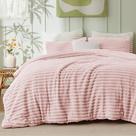 Juego de Edredón Bedsure King Size Rosa de Piel Sintética Esponjosa de 3 Piezas