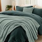 Juego de Edredón Bedsure Tamaño King con Manta de Forro Polar Verde