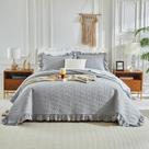 Juego de Edredón con Volantes UOZZI BEDDING Queen 244x244cm Gris 3 Piezas