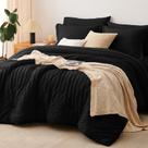 Juego de Edredón CozyLux Twin XL 5 Piezas Microfibra Negro