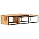 Juego de mesas de centro vidaXL de madera maciza de acacia marrón rectangular