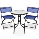 Juego de Muebles de Comedor Bistro para Patio Mejor Opción 3 Piezas Azul Marino