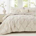 Juego de ropa de cama Sasttie Twin de 5 piezas con edredón beige