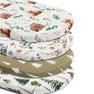 Juego de sábanas ajustables para moisés Jola's House Woodland, paquete de 4