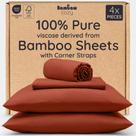 Juego de Sábanas Bambaw 100% Viscosa Derivada del Bambú para Cama Matrimonial Juego de 4 Piezas de Sábanas Suaves y Frescas, con Esquinas elásticas, Ropa de Cama para Sudoración Nocturna (Terracota)