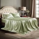 Juego de Sábanas Bedsure Satin King Size 4 Piezas Verde Salvia