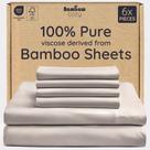 Juego de Sábanas King Size Bambaw 100% Viscosa Derivada del Bambú 6 Piezas con Bolsillo Profundo, Ajuste hasta 41 cm con Esquinas Elásticas, Juego de Ropa de Cama Súper Suave (Arena)