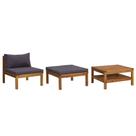Juego de salón para patio Casafoyer de madera de acacia con cojines gris oscuro