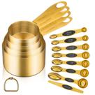 Juego de Tazas y Cucharas Medidoras GuDoQi de Acero Inoxidable Dorado de 12 Piezas