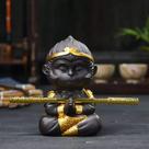 Juego de Té Chino de Barro Púrpura Kung Fu con Figura del Rey Mono