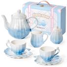 Juego de Té de Porcelana Gigante con Degradado Azul para Niños