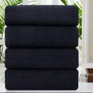 Juego de Toallas de Baño Oliven 4 Piezas 90x180cm Negro Microfibra 600GSM