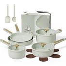 Juego de Utensilios de Cocina CAROTE 14 piezas Antiadherente de Cerámica Verde Salvia