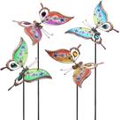 Juegoal Conjunto de 4 Estacas Decorativas de Jardim com Borboletas Coloridas 81 cm Juegoal Conjunto de 4 Estacas Decorativas de Jardim com Borboletas Coloridas 81 cm