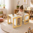 Junges Conjunto Mesa e Cadeira Cubo Montessori 923 Madeira MDF Pintura Atóxica Design Inteligente Transformação em Cubo Compacto para Crianças A parti