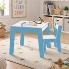 JUNGES Conjunto Mesa Infantil Cadeira Infantil Azul para Brincar e Aprender JUNGES Conjunto Mesa Infantil Cadeira Infantil Azul para Brincar e Aprender