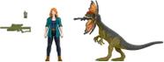 Jurassic World Dominion, Claire e Dilofossauro, pacote com figura humana e dinossauro, acessórios incluídos Jurassic World Dominion, Claire e Dilofossauro, pacote com figura humana e dinossauro, acessórios incluídos