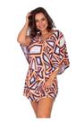 Kaftan Areia Branca Bio Paraty Estampada Geo