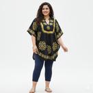 Kaftan Indiana Bordada Preta e Dourada