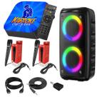 Karaokê Party Box Profissional 2 Microfones Com Fio Caixa de Som Potente 2000w 2000 Músicas Jukebox Azul Original Karaokê Party Box Profissional 2 Microfones Com Fio Caixa de Som Potente 2000w 2000 Músicas Jukebox Azul Original