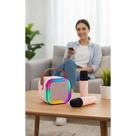 Karaokê Portátil Bluetooth LED c/ 2 Microfones Sem Fio