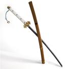 Katana Dourada em Aço p/ Cosplay e Decoração c/ Suporte